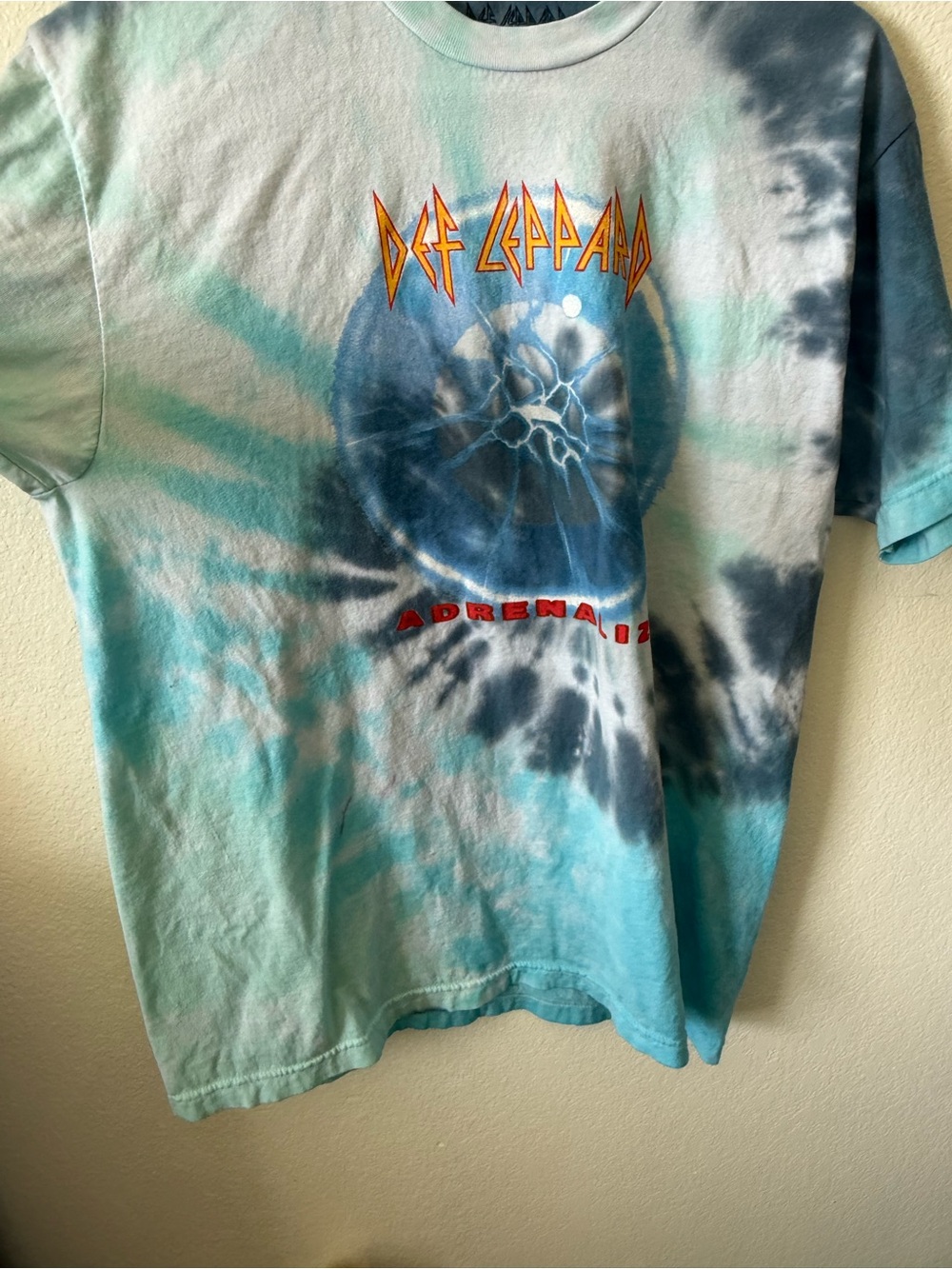 Def Leppard Adrenalize Tie-Dye Short Sleeve Tee - Blue/Gray/White